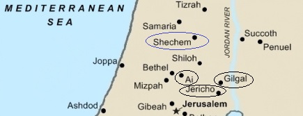Map of Gilgal and Shechem