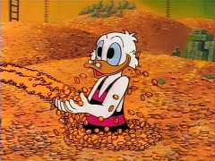Scrooge McDuck in piles of gold